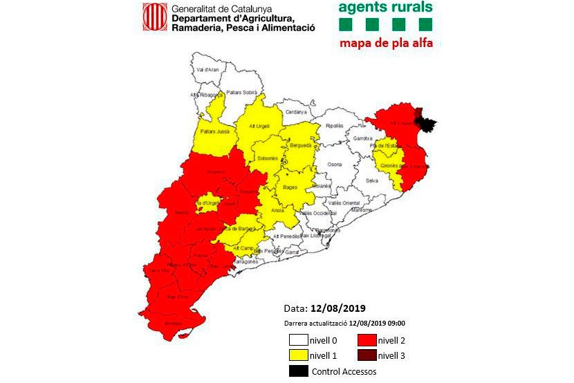 L'alerta pel risc d'incendi es manté a l'Alt Empordà