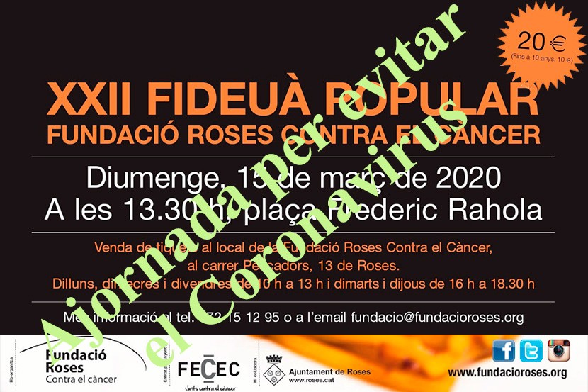 Ajornada la XXII Fideuada Popular de la Fundació Roses Contra el Càncer